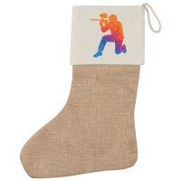 Weihnachtsstrumpf Paintball bunte Silhouette Beige Jute