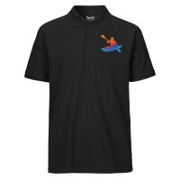 Herren Polo Shirt Canoeing Kajakfahren bunte Silhouette