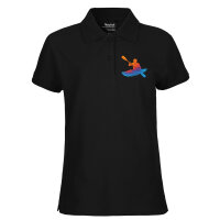 Damen Polo Shirt Canoeing Kajakfahren bunte Silhouette