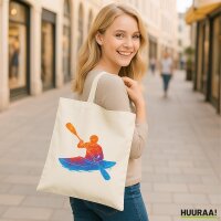 Jutebeutel Canoeing Kajakfahren bunte Silhouette 10 Liter