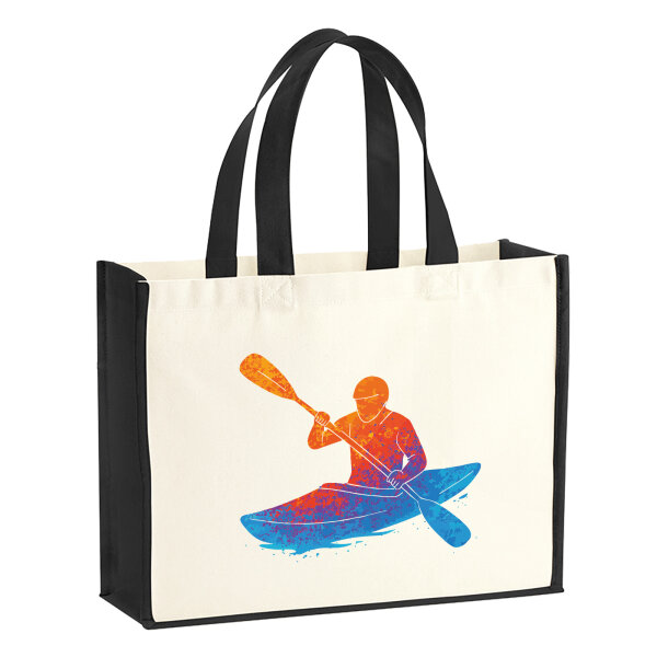 Jutetasche Canoeing Kajakfahren bunte Silhouette 21 Liter Black