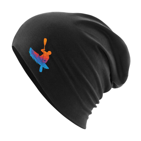 Beanie Canoeing Kajakfahren bunte Silhouette