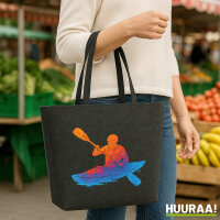Filz Shopper Canoeing Kajakfahren bunte Silhouette 22 Liter