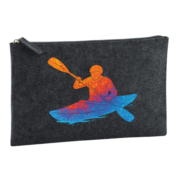 Kulturbeutel Canoeing Kajakfahren bunte Silhouette 1 Liter Charcoal