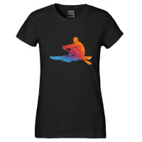 Damen T-Shirt Rudern bunte Silhouette