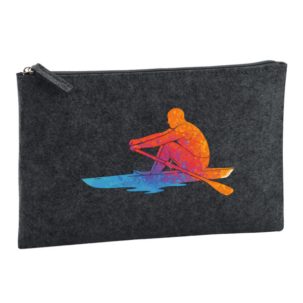 Kulturbeutel Rudern bunte Silhouette 1 Liter Charcoal