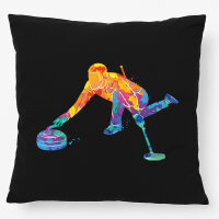 Kissen Curling bunte Silhouette 40x40cm