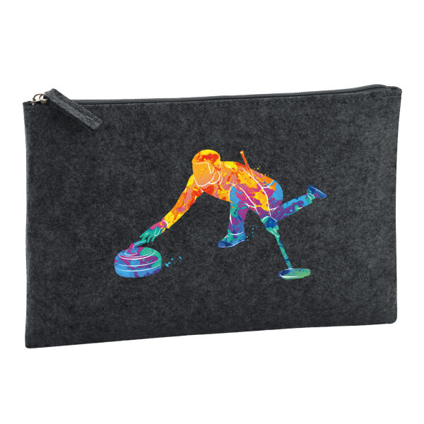 Kulturbeutel Curling bunte Silhouette 1 Liter Charcoal