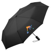 Regenschirm Curling bunte Silhouette 98cm Schwarz