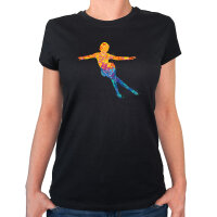 Damen T-Shirt Eiskunstlauf bunte Silhouette