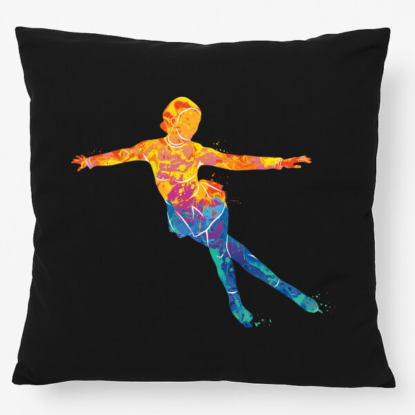 Kissen Eiskunstlauf bunte Silhouette 40x40cm