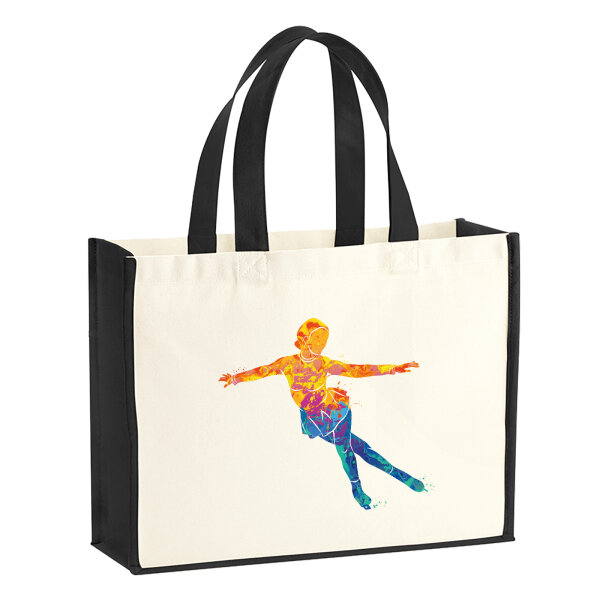 Jutetasche Eiskunstlauf bunte Silhouette 21 Liter Black