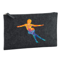 Kulturbeutel Eiskunstlauf bunte Silhouette 1 Liter Charcoal