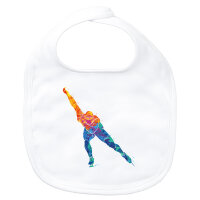 Baby Lätzchen Eisschnelllauf bunte Silhouette...