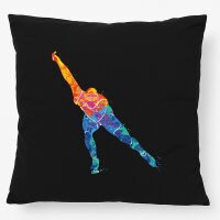 Kissen Eisschnelllauf bunte Silhouette 40x40cm