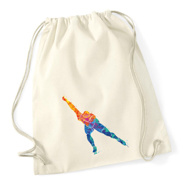 Turnbeutel Eisschnelllauf bunte Silhouette 12 Liter