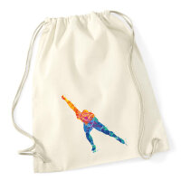 Turnbeutel Eisschnelllauf bunte Silhouette 12 Liter