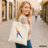 Jutebeutel Eisschnelllauf bunte Silhouette 10 Liter