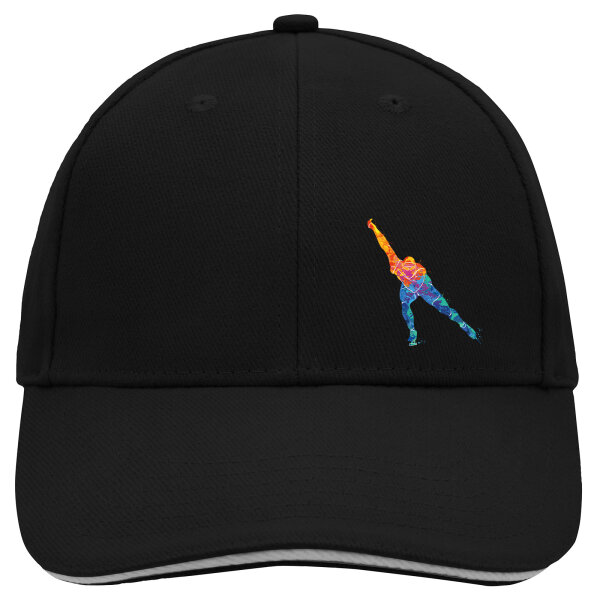 Kappe Eisschnelllauf bunte Silhouette