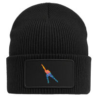 Beanie mit Patch Eisschnelllauf bunte Silhouette Black