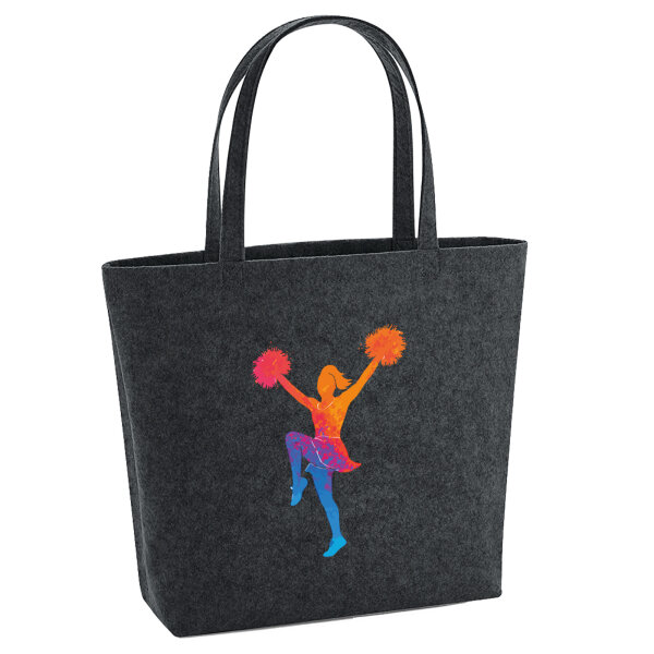 Filz Shopper Cheerleading bunte Silhouette 22 Liter