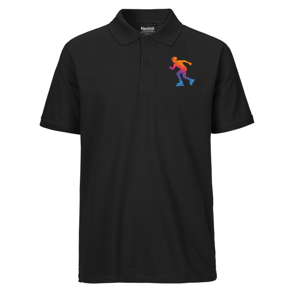 Herren Polo Shirt Inline Skating bunte Silhouette
