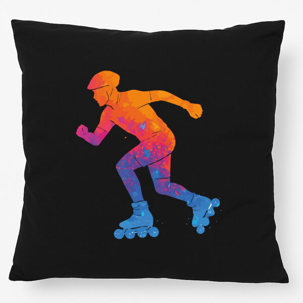 Kissen Inline Skating bunte Silhouette 40x40cm
