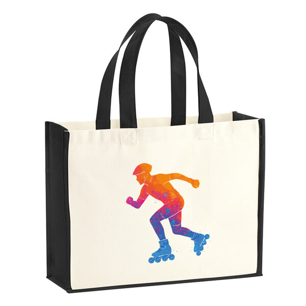 Jutetasche Inline Skating bunte Silhouette 21 Liter Black