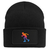 Beanie mit Patch Inline Skating bunte Silhouette Black