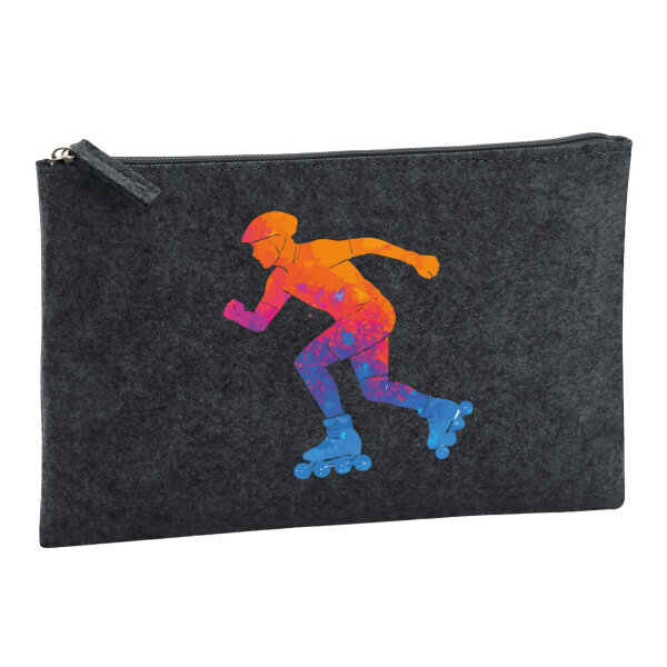 Kulturbeutel Inline Skating bunte Silhouette 1 Liter Charcoal