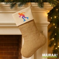 Weihnachtsstrumpf Inline Skating bunte Silhouette Beige Jute