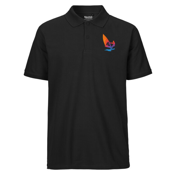 Herren Polo Shirt Windsurfen bunte Silhouette