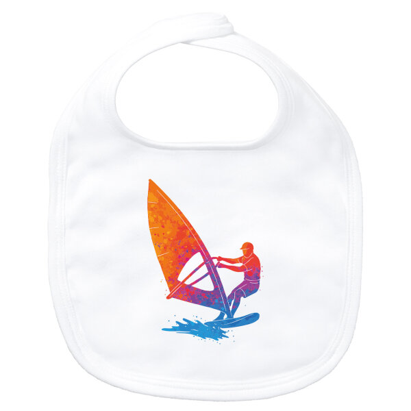 Baby Lätzchen Windsurfen bunte Silhouette Klettverschluss