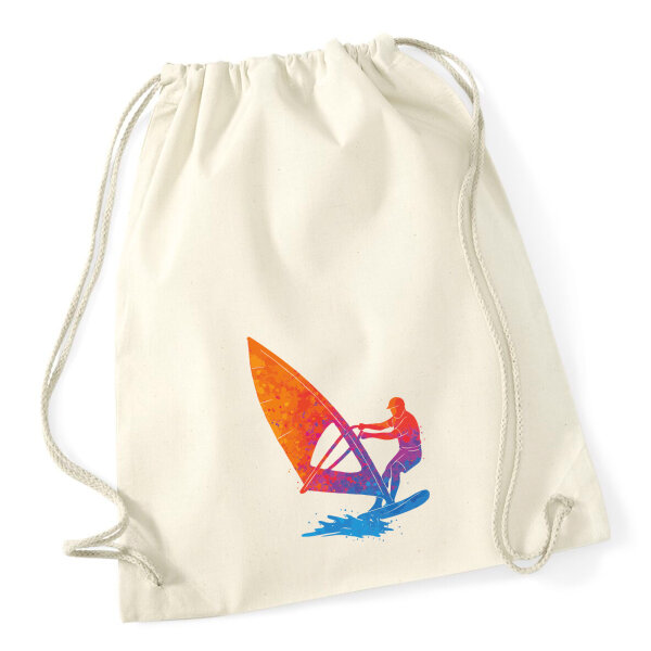 Turnbeutel Windsurfen bunte Silhouette 12 Liter