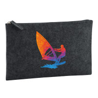 Kulturbeutel Windsurfen bunte Silhouette 1 Liter Charcoal