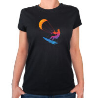 Damen T-Shirt Kitesurfen bunte Silhouette