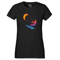 Damen T-Shirt Kitesurfen bunte Silhouette