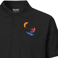 Herren Polo Shirt Kitesurfen bunte Silhouette