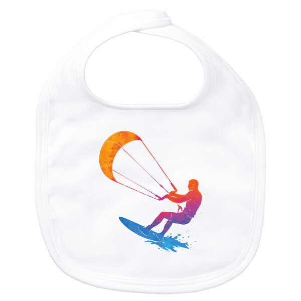 Baby Lätzchen Kitesurfen bunte Silhouette Klettverschluss