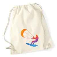 Turnbeutel Kitesurfen bunte Silhouette 12 Liter