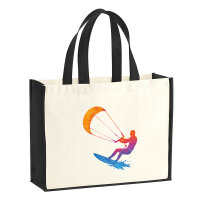 Jutetasche Kitesurfen bunte Silhouette 21 Liter Black