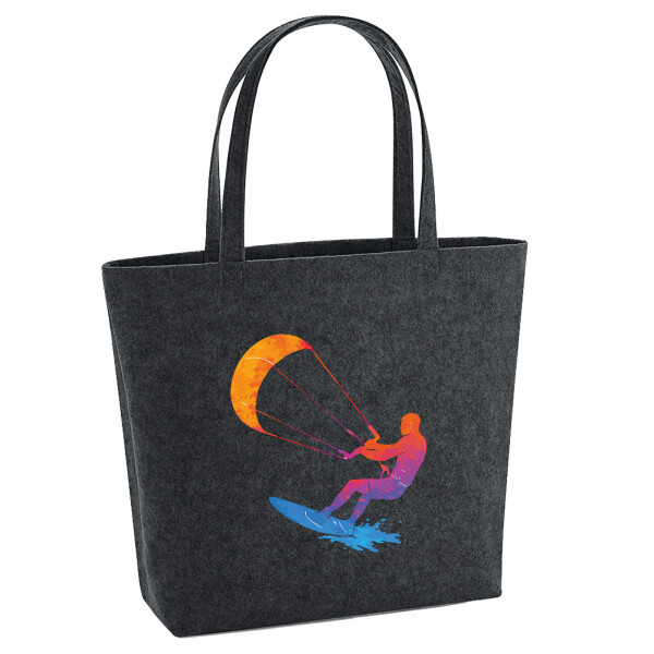Filz Shopper Kitesurfen bunte Silhouette 22 Liter