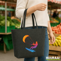 Filz Shopper Kitesurfen bunte Silhouette 22 Liter