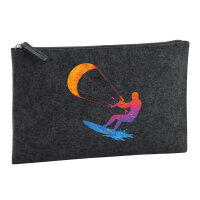 Kulturbeutel Kitesurfen bunte Silhouette 1 Liter Charcoal