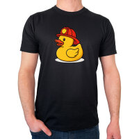 Herren T-Shirt Quietscheente Feuerwehr Comic Gummiente