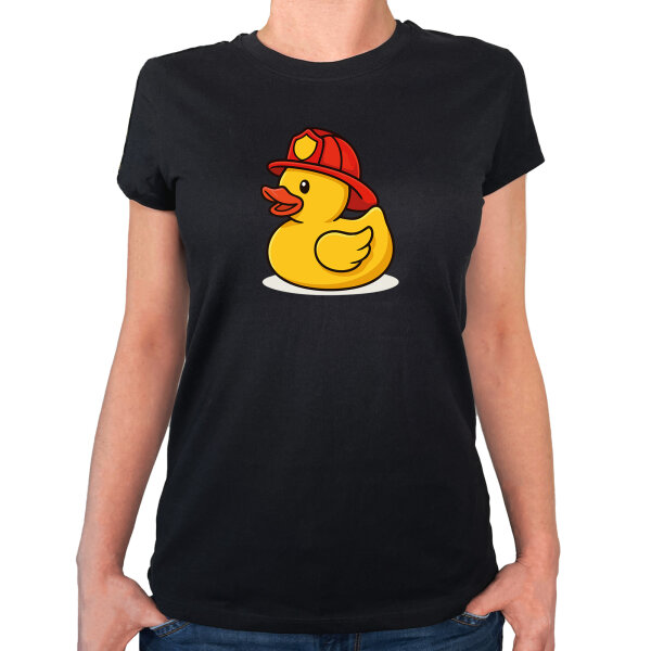 Damen T-Shirt Quietscheente Feuerwehr Comic Gummiente