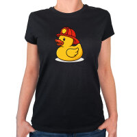 Damen T-Shirt Quietscheente Feuerwehr Comic Gummiente