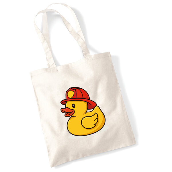 Jutebeutel Quietscheente Feuerwehr Comic Gummiente 10 Liter