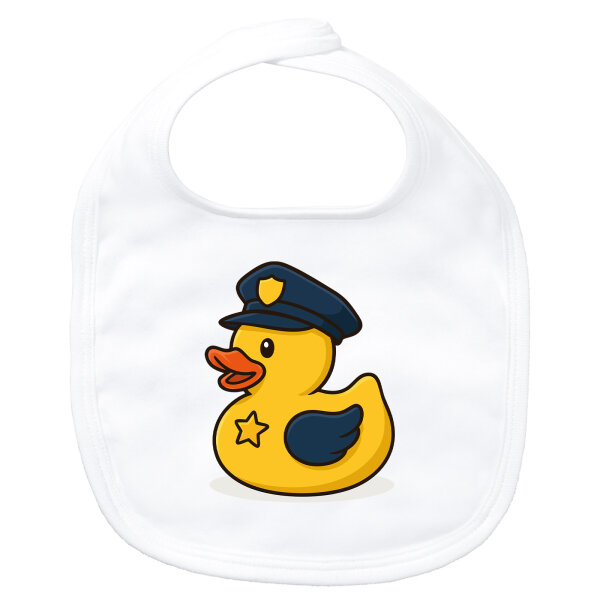 Baby Lätzchen Quietscheente Polizei Comic Gummiente Klettverschluss