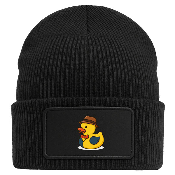 Beanie mit Patch Quietscheente Verkauf Comic Gummiente Black